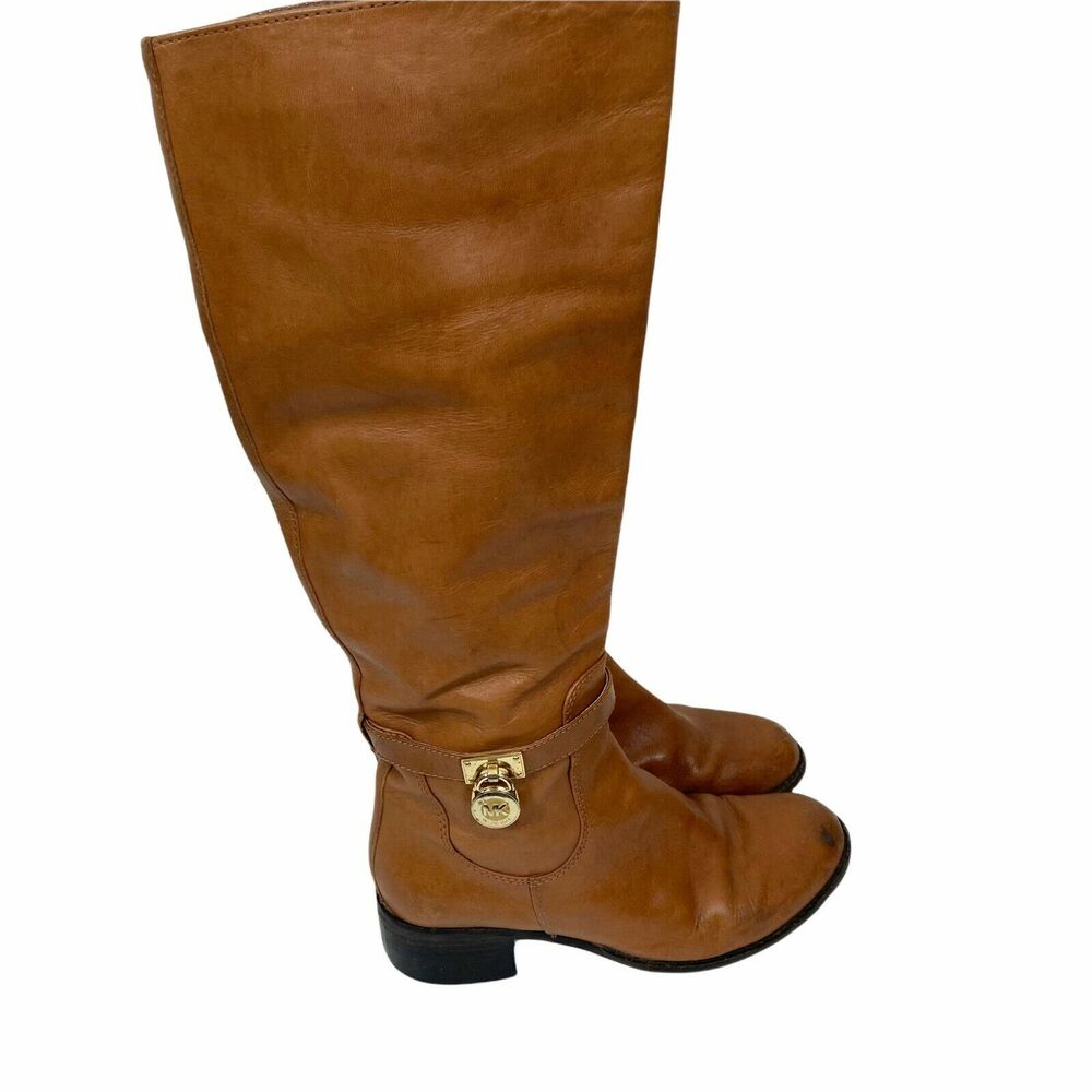 Michael Kors Riding Boots Women's Brown Leather Round Toe Knee High size 6.5 M